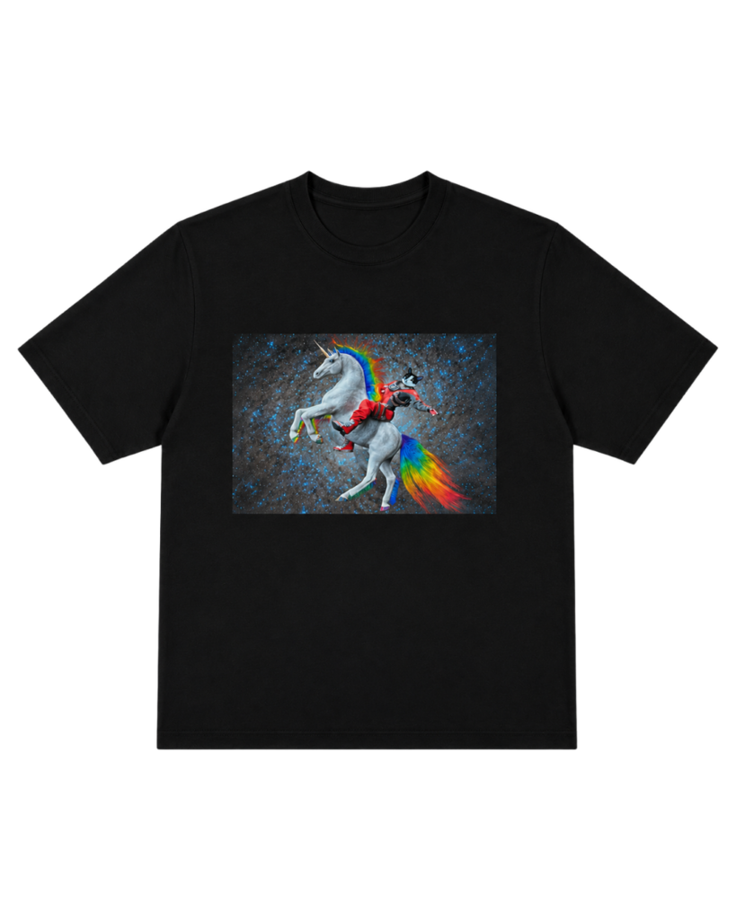 T-shirt noir Pyjama Caaaaaaat