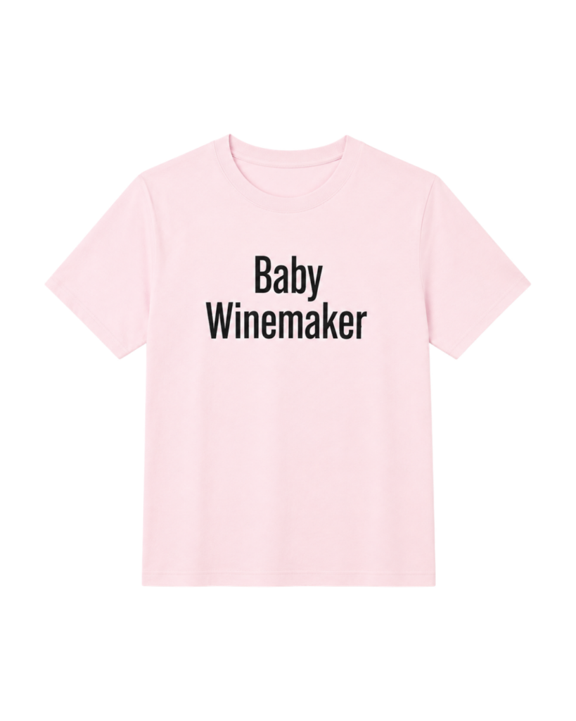 T-shirt rose pâle Baby Winemaker sérigraphié