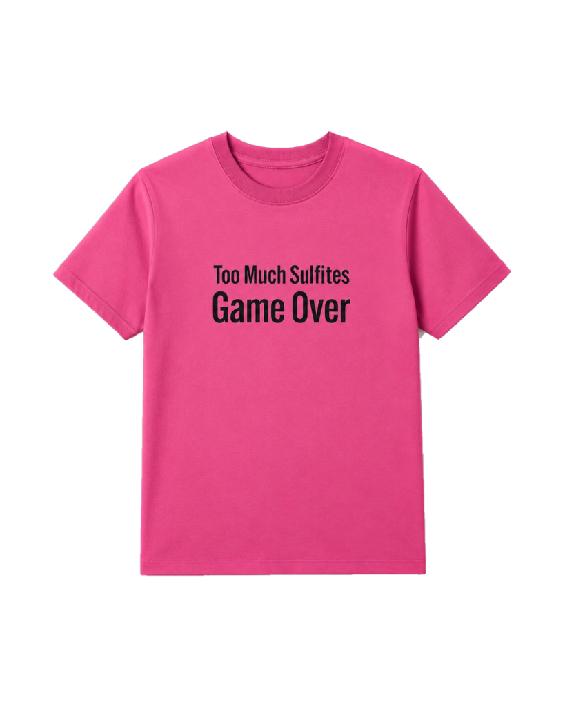 T-shirt rose Too Much Sulfites Game Over sérigraphié